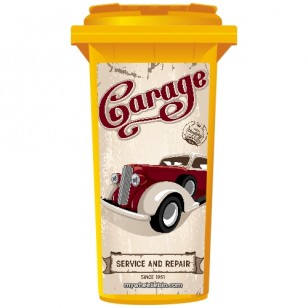 Old Time Garage Wheelie Bin Sticker Panel